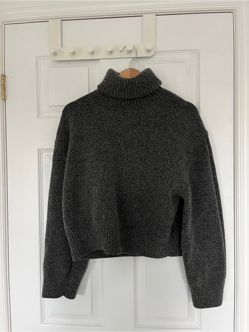 H&M Dark Charcoal Cropped Turtleneck Sweater
